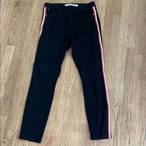 Zara high waisted striped black skinny jeans